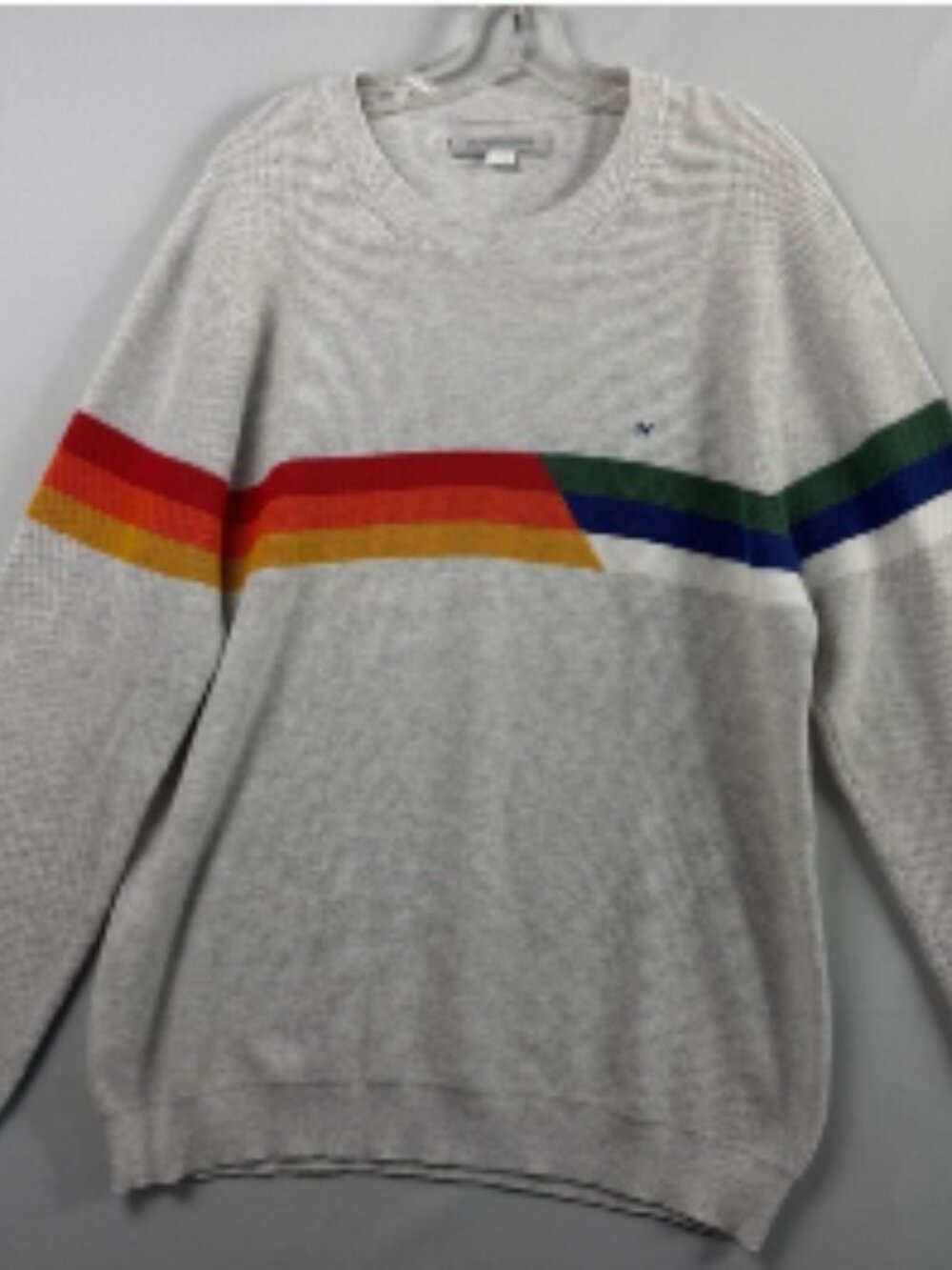 Outerknown Nostalgic Sweater Men’s XL Gray Rainbow Organic Cotton Coolmax